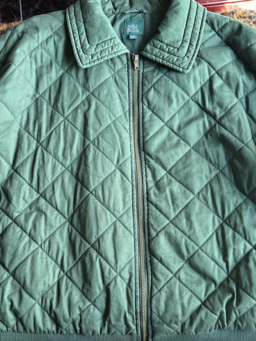 Wild Fable Green Quilted Bomber Jacket